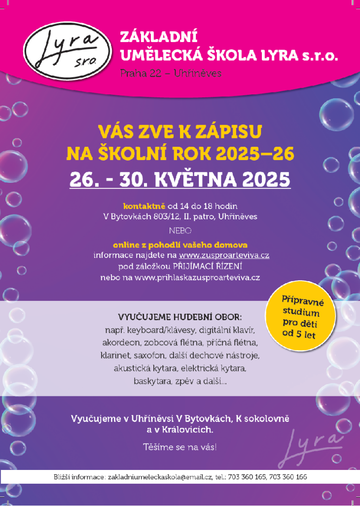 ZŠ Lyra zápisy 2025 -2026