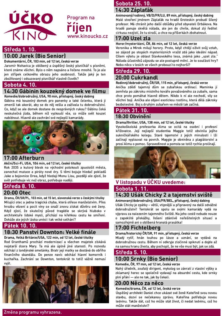 Program divadla říjen-listopad