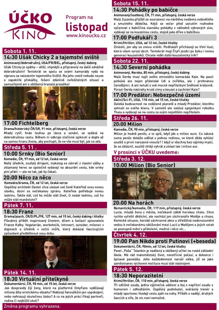 Program kina listopad/prosinec
