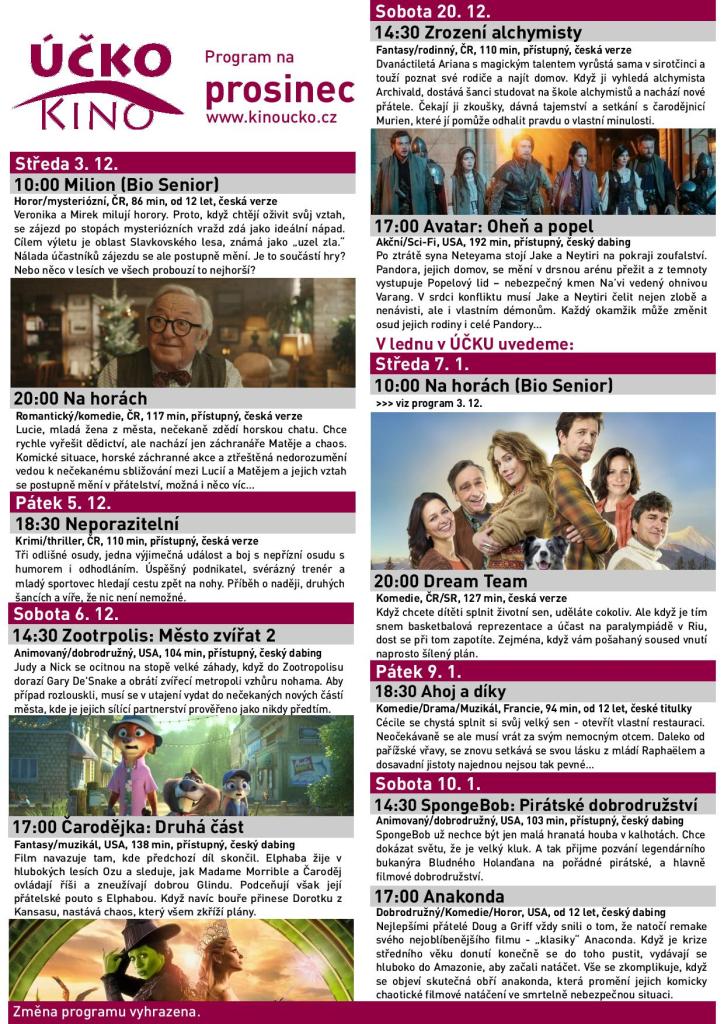 program kina prosinec–leden