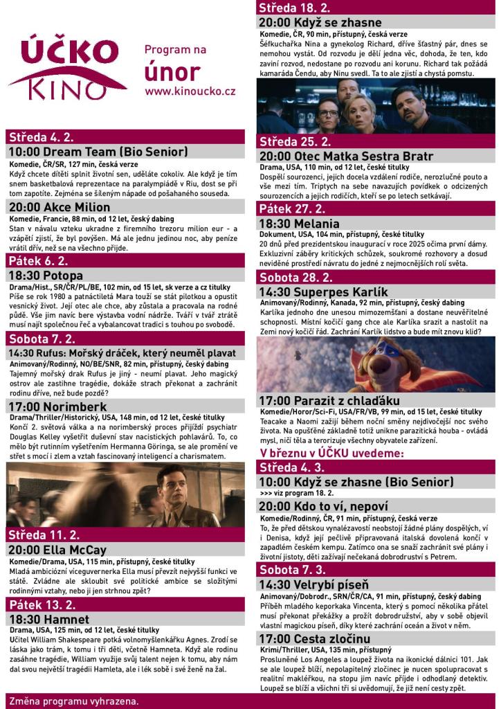 program kino únor - březen