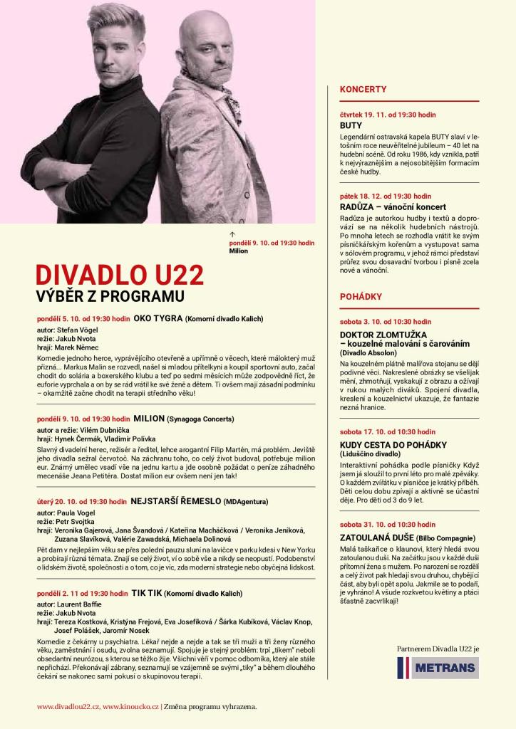 Program divadla říjen-listopad