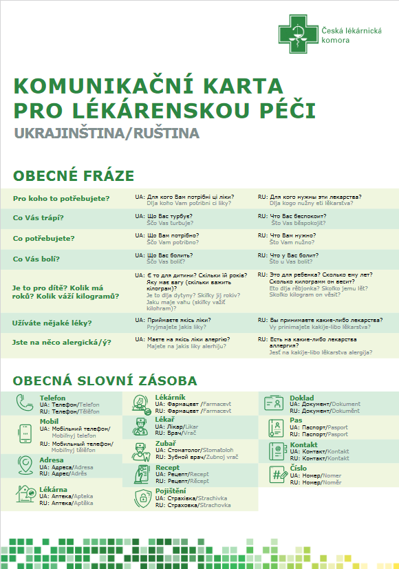 Komunikační karta pro lékárenskou péči str1