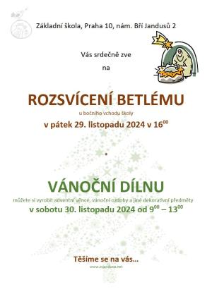 Pozvánka na rozsvícení betlému v ZŠ Jandusů